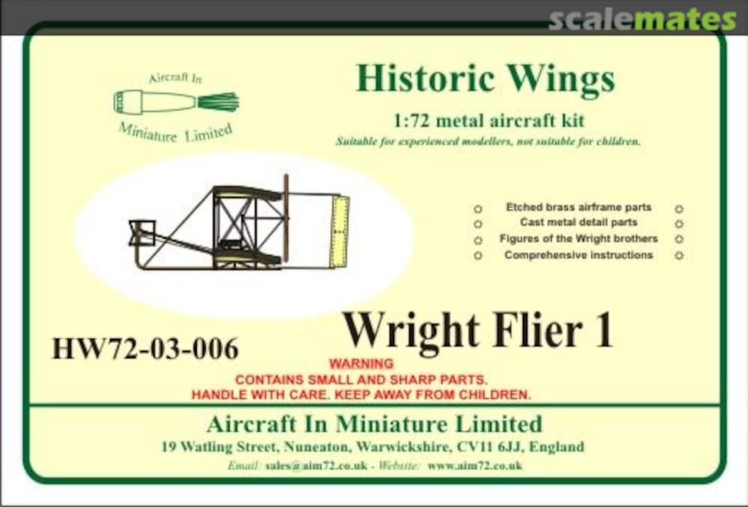 Boxart Wright Flyer I HW72-03-006 Aircraft In Miniature Ltd Boxart Wright Flyer I HW72-03-006 Aircraft In Miniature Ltd