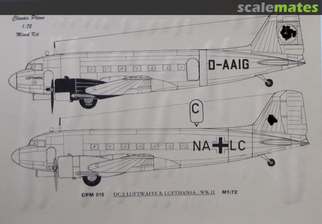 Boxart DC-3 Luftwaffe & Lufthansa, WKII CPM 015 Classic Plane Boxart DC-3 Luftwaffe & Lufthansa, WKII CPM 015 Classic Plane