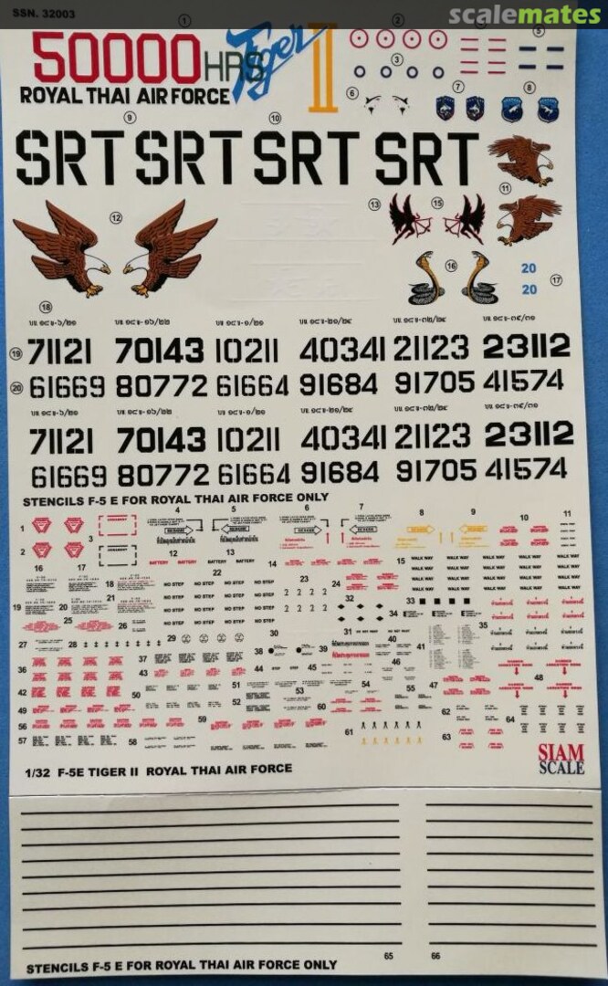 Boxart F-5E Tiger II SSN.32003 Siam Scale Boxart F-5E Tiger II SSN.32003 Siam Scale