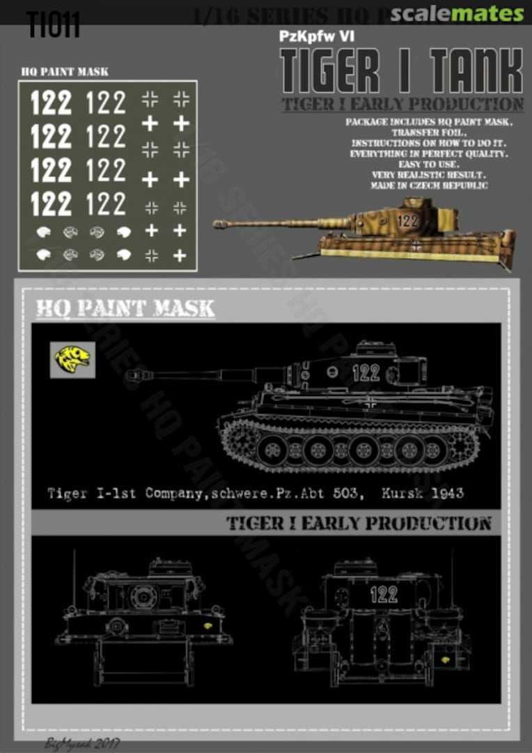 Boxart Tiger I #122 Late Production 2st Kompanie schwere Pz.Abt.503 Kursk 1943 Paint Mask TI 011 HQ-Masks Boxart Tiger I #122 Late Production 2st Kompanie schwere Pz.Abt.503 Kursk 1943 Paint Mask TI 011 HQ-Masks