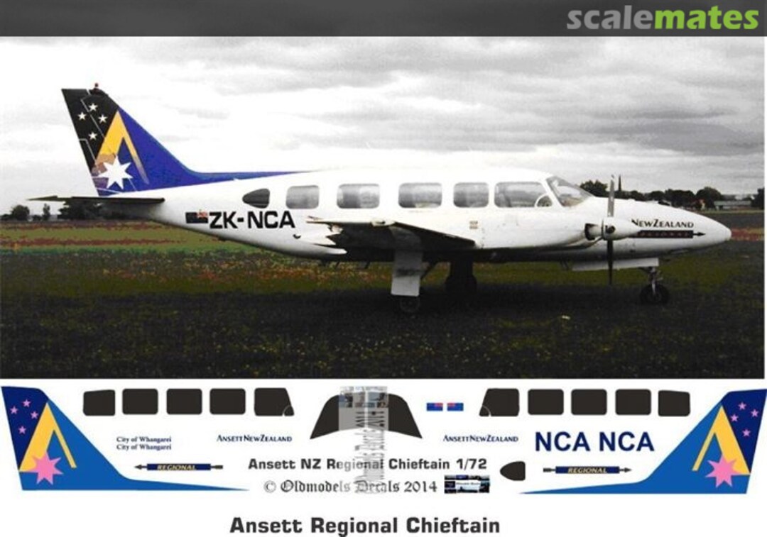 Boxart Chieftain - Ansett NZ Regional OMD0546 Oldmodels Decals Boxart Chieftain - Ansett NZ Regional OMD0546 Oldmodels Decals