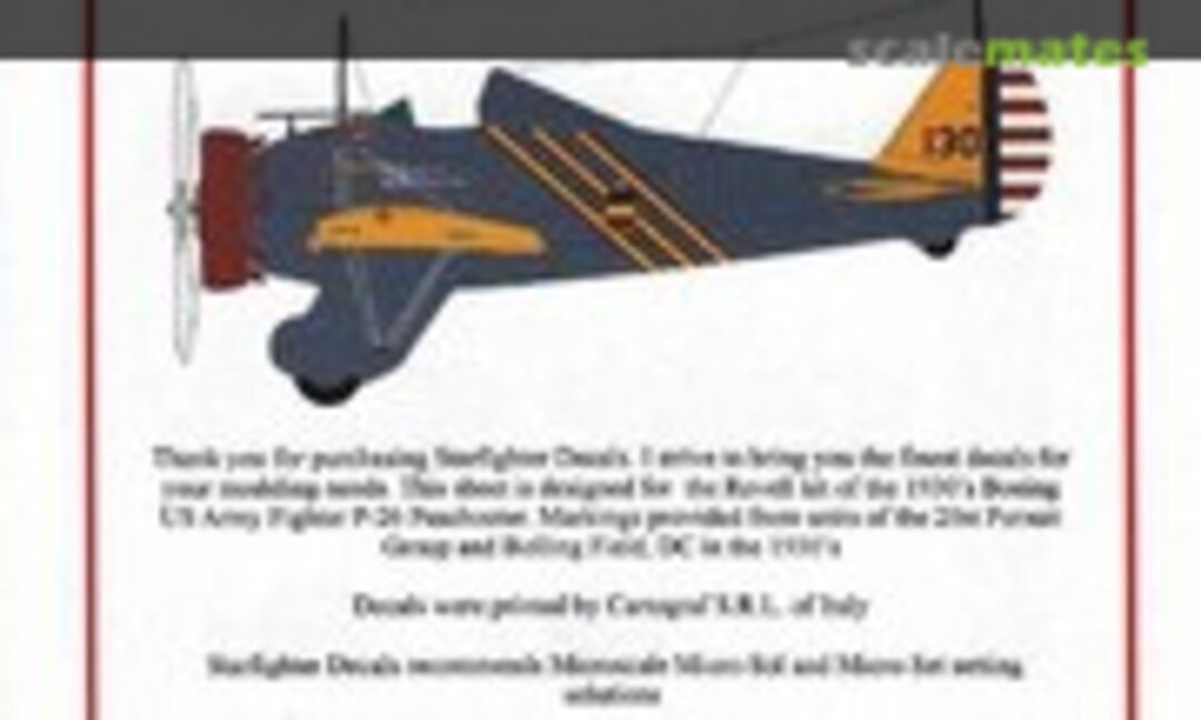 1:72 Boeing P-26A Peashooter U.S.A.A.C. Part 2 (Starfighter Decals 72-118) 72-118