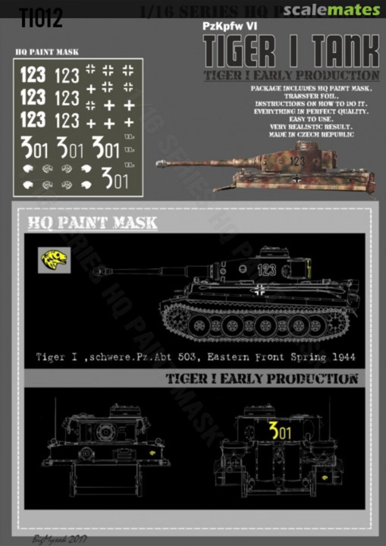 Boxart Tiger I #123 Late Production schwere Pz.Abt.503 Eastern Front Spring 1944 Paint Mask TI 012 HQ-Masks Boxart Tiger I #123 Late Production schwere Pz.Abt.503 Eastern Front Spring 1944 Paint Mask TI 012 HQ-Masks