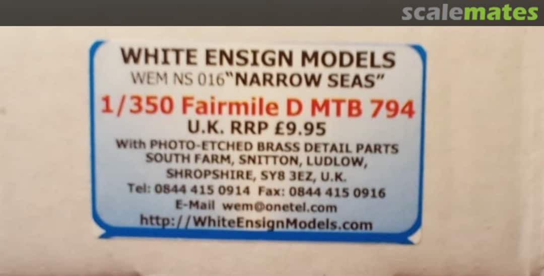 Boxart Fairmile D MTB 794 NS 016 White Ensign Models Boxart Fairmile D MTB 794 NS 016 White Ensign Models