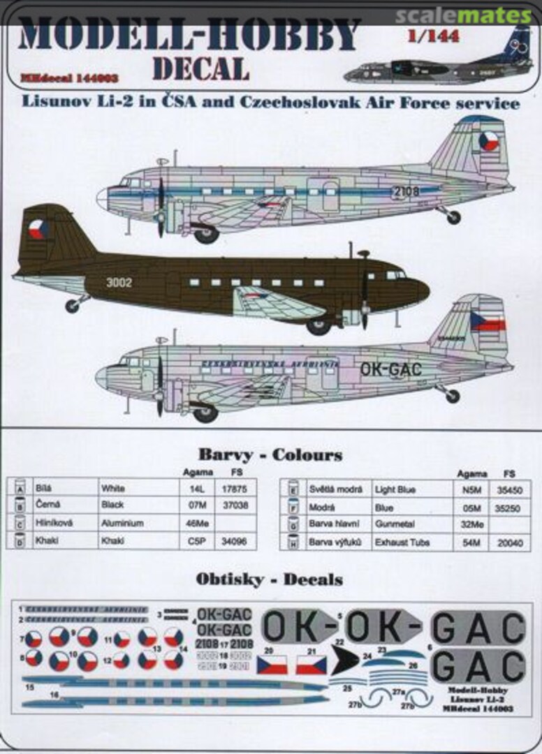 Boxart Lisunov Li-2 in CSA and Czechoslovak Air Force Service MH14403 Modell-Hobby Boxart Lisunov Li-2 in CSA and Czechoslovak Air Force Service MH14403 Modell-Hobby