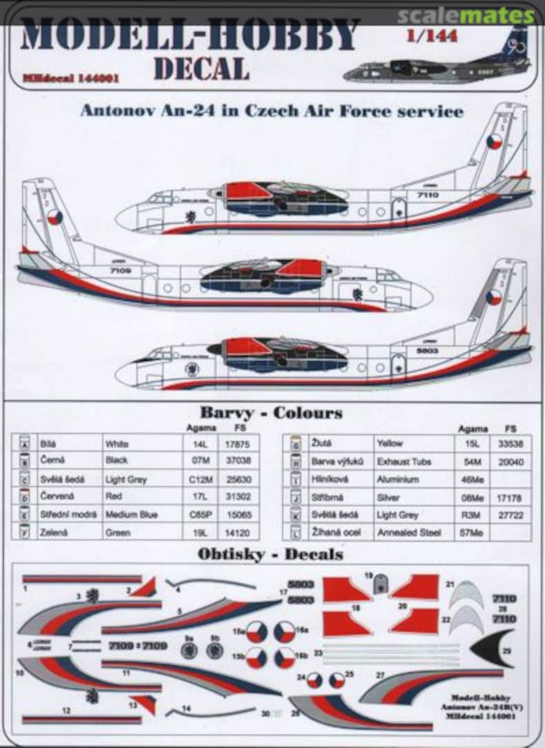 Boxart Antonov An-24 in Czech Air Force Service MH144001 Modell-Hobby Boxart Antonov An-24 in Czech Air Force Service MH144001 Modell-Hobby