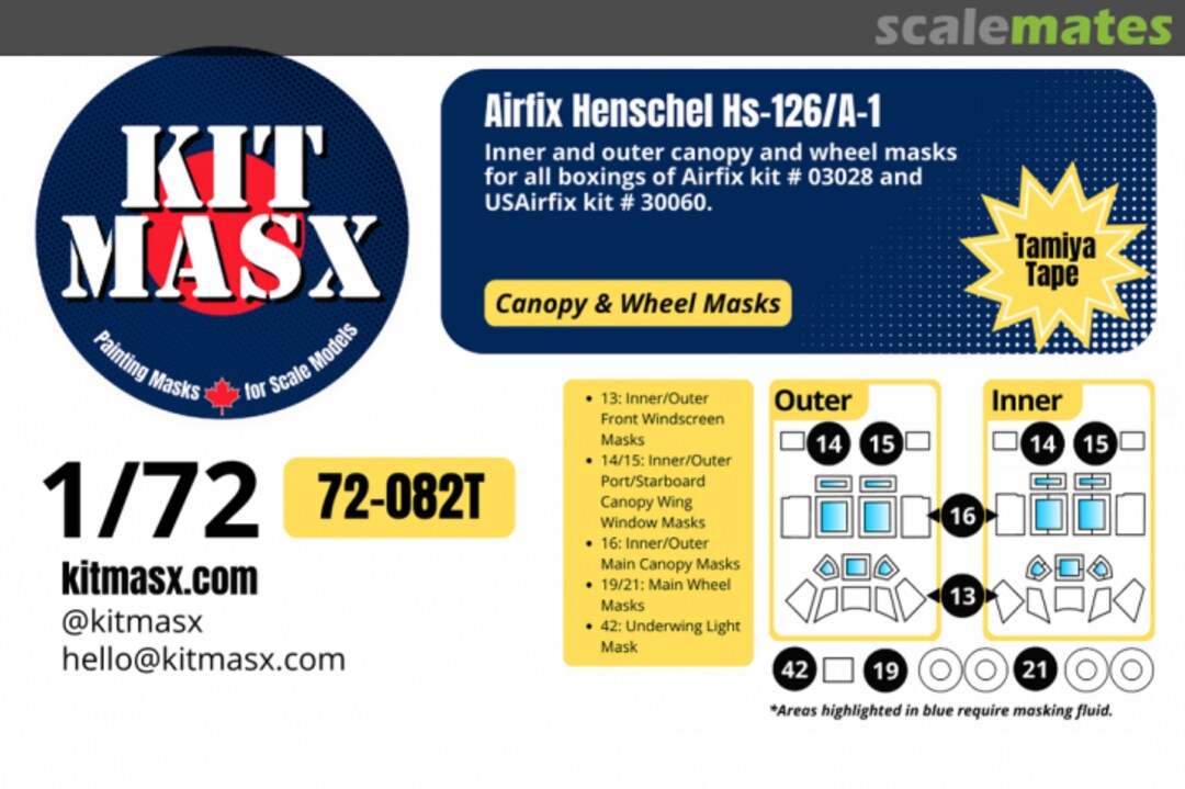 Boxart Henschel Hs 126/A1, canopy & wheel masks 72-082T Kit Masx Boxart Henschel Hs 126/A1, canopy & wheel masks 72-082T Kit Masx