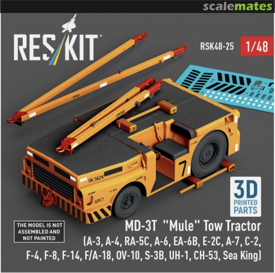 Boxart MD-3T Mule Tow Tractor (A-3, A-4, RA-5C, A-6, EA-6B, E-2C, A-7, C-2, F-4, F-8, F-14, F/A-18, OV-10, S-3B, UH-1, CH-53, Sea King) (3D Printed) RSK48-0025 ResKit