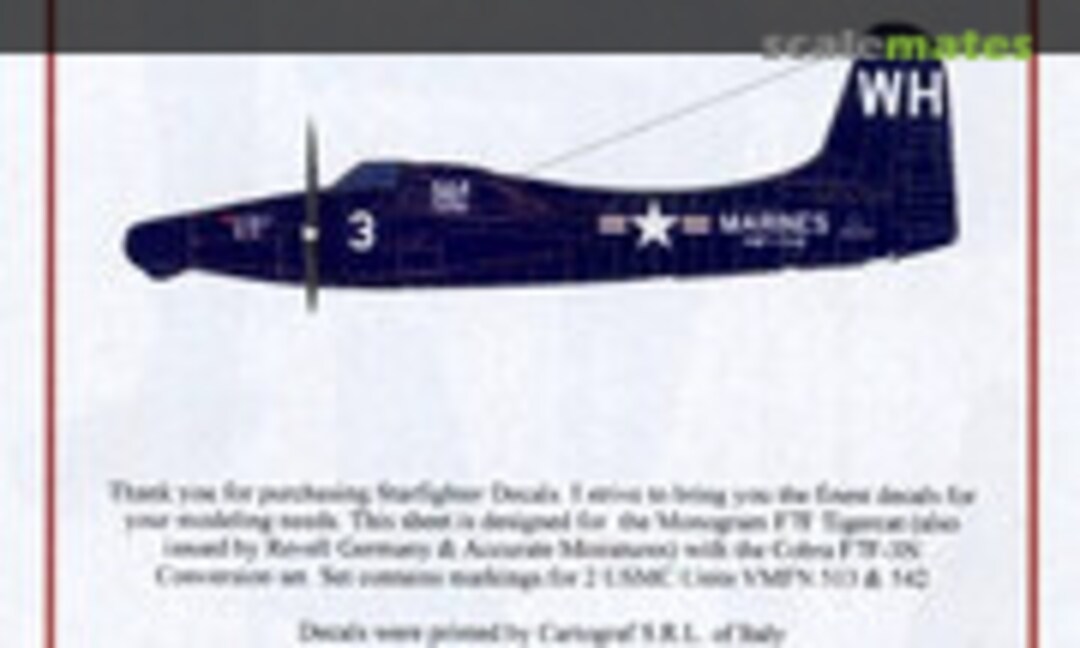 1:72 Grumman F7F-3N Tigercat (Starfighter Decals 72-120) 72-120