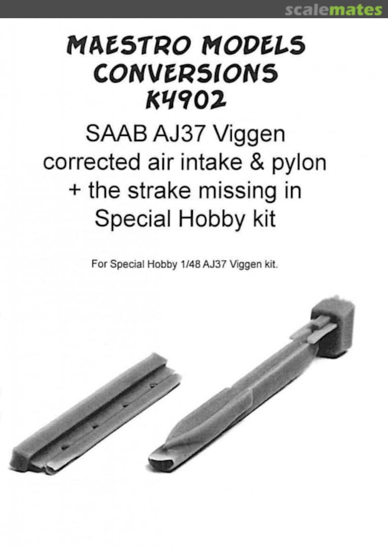 Boxart SAAB AJ37 Viggen corrected air intake, pylon & strake MMK4902 Maestro Models Boxart SAAB AJ37 Viggen corrected air intake, pylon & strake MMK4902 Maestro Models