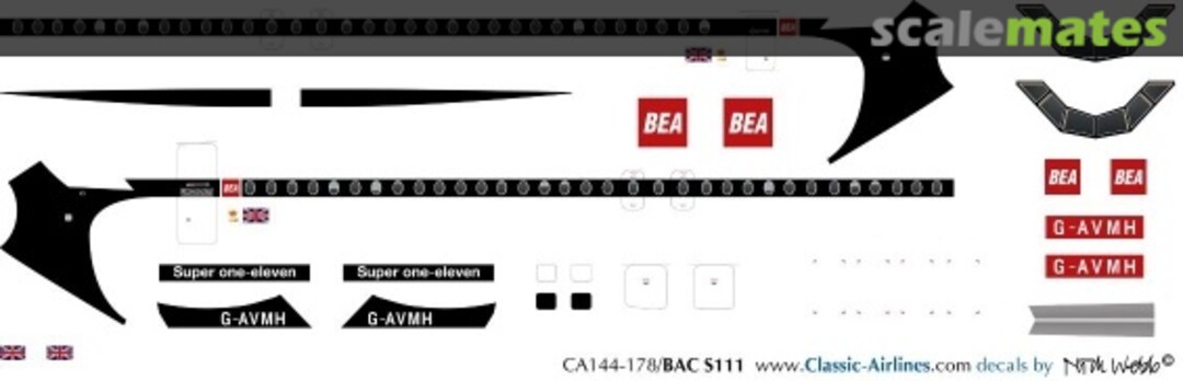 Boxart BEA red square BAC S111 CA144-178 Classic Airlines Boxart BEA red square BAC S111 CA144-178 Classic Airlines