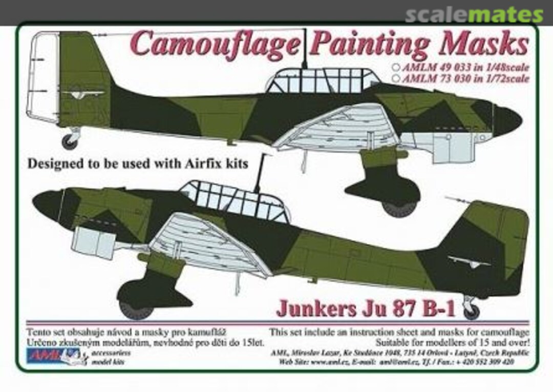 Boxart Junkers Ju 87 B-1 Camouflage Painting Mask AMLM 49 033 AML Boxart Junkers Ju 87 B-1 Camouflage Painting Mask AMLM 49 033 AML