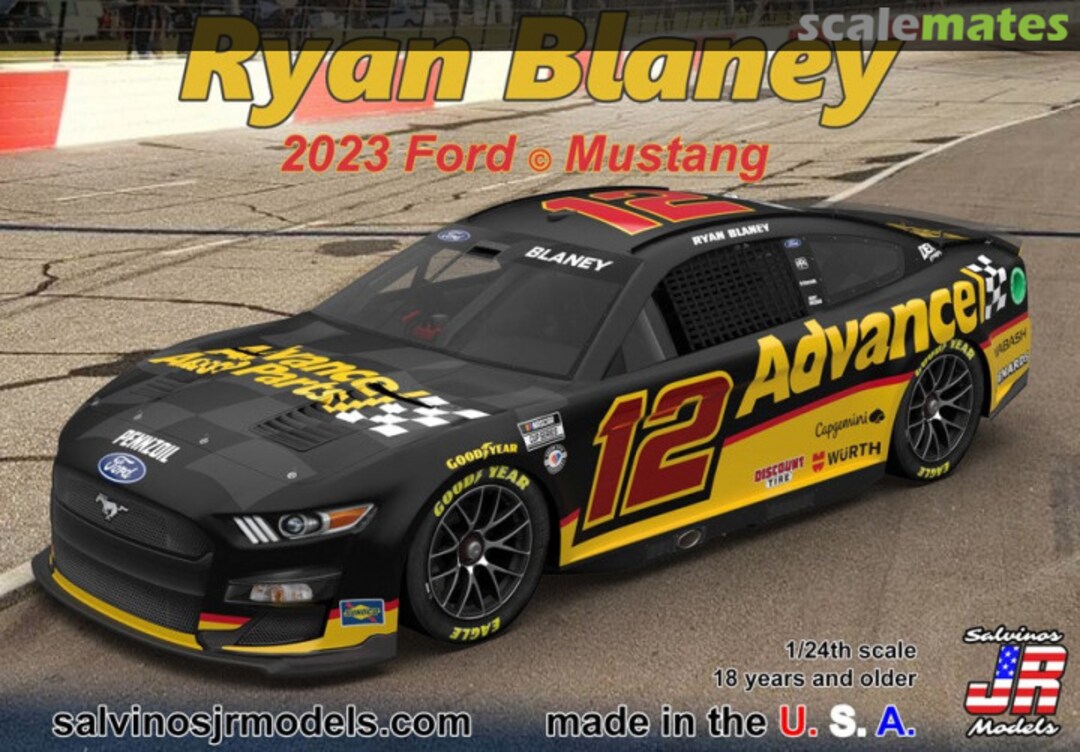 Boxart Ryan Blaney 2023 Ford Mustang Advance Auto PF2023RBA Salvinos JR Models Boxart Ryan Blaney 2023 Ford Mustang Advance Auto PF2023RBA Salvinos JR Models