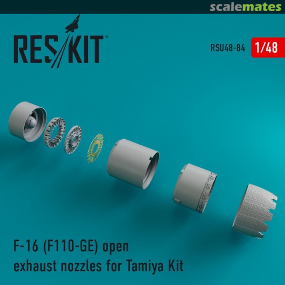 Boxart F-16 (F110-GE) open exhaust nozzles RSU48-0084 ResKit Boxart F-16 (F110-GE) open exhaust nozzles RSU48-0084 ResKit