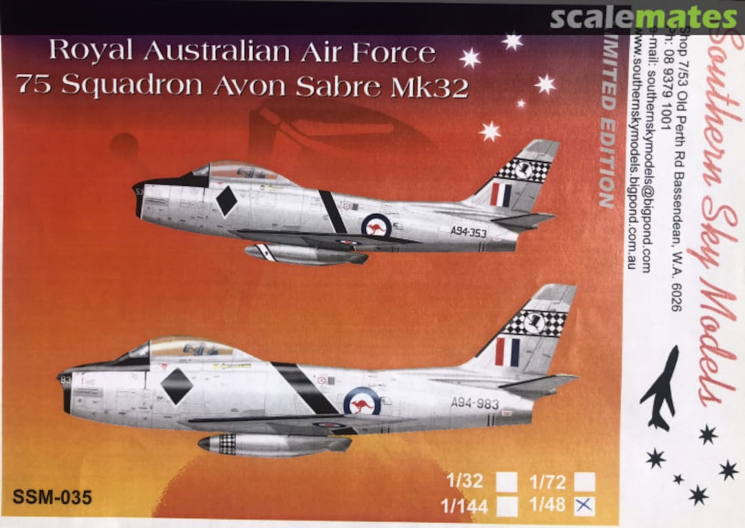 Boxart 75 Squadron Avon Sabre Mk 32 SSM-035 Southern Sky Models Boxart 75 Squadron Avon Sabre Mk 32 SSM-035 Southern Sky Models