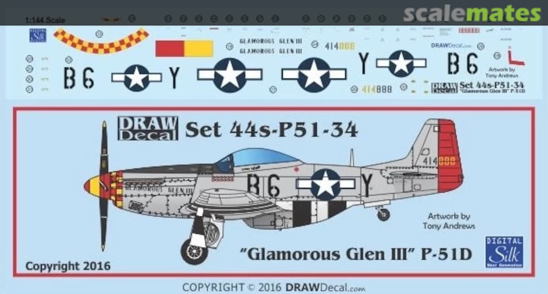 Boxart P-51D “Glamorous Glen III” 44-P51-34 Draw Decal Boxart P-51D “Glamorous Glen III” 44-P51-34 Draw Decal