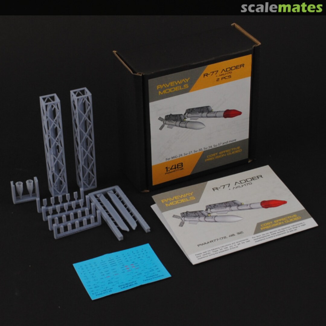 Boxart R-77 (AA-12 Adder) + AKU-170, 2 pcs PMS48-0029 Paveway Models Boxart R-77 (AA-12 Adder) + AKU-170, 2 pcs PMS48-0029 Paveway Models