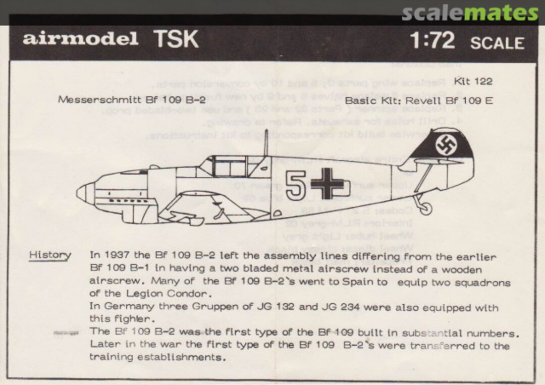 Boxart Messerschmitt Bf 109 B-2 122 Airmodel Boxart Messerschmitt Bf 109 B-2 122 Airmodel