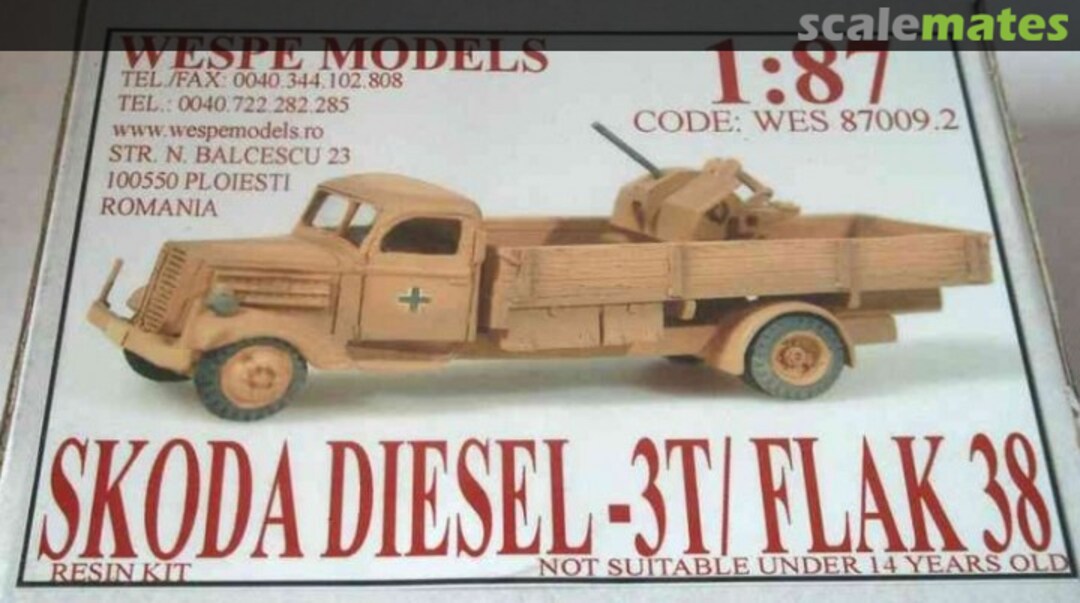 Boxart Skoda Diesel 253B 3 t mit Flak 38 WES 87009.2 Wespe Models Boxart Skoda Diesel 253B 3 t mit Flak 38 WES 87009.2 Wespe Models