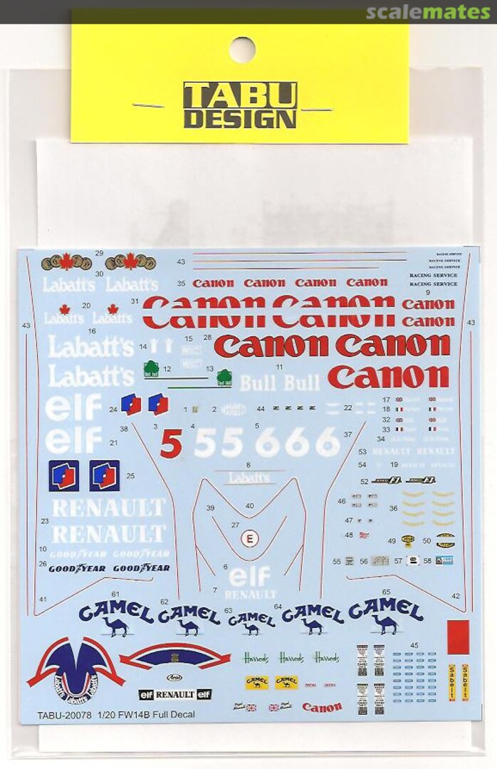 Boxart Williams FW14B Full Sponsorship Decal (for Fujimi) TABU20078 Tabu Design Boxart Williams FW14B Full Sponsorship Decal (for Fujimi) TABU20078 Tabu Design