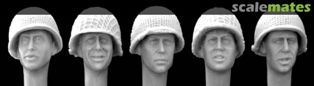 Boxart 5 heads wearing US M1 helmet with netting HUH04 Hornet & Wolf Boxart 5 heads wearing US M1 helmet with netting HUH04 Hornet & Wolf
