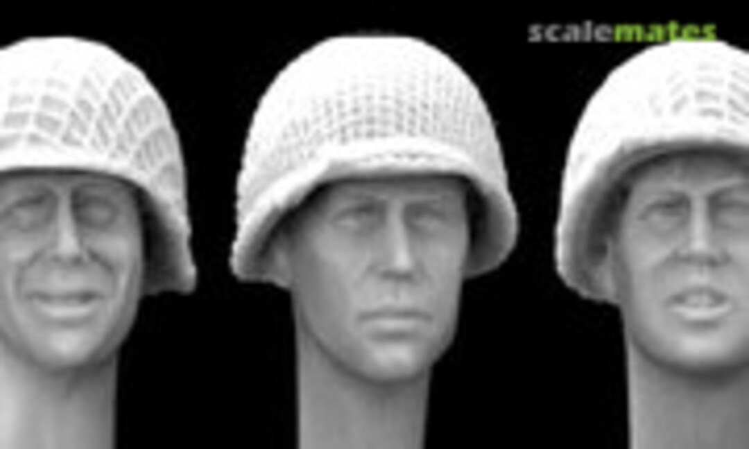 1:35 5 heads wearing US M1 helmet with netting (Hornet & Wolf HUH04) HUH04