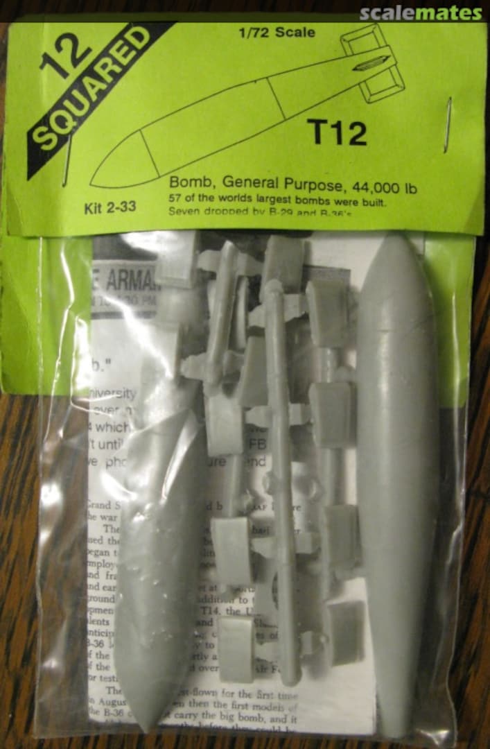 Boxart T-12 Bomb, General Purpose, 44,000 lb. 2-33 12 Squared Boxart T-12 Bomb, General Purpose, 44,000 lb. 2-33 12 Squared