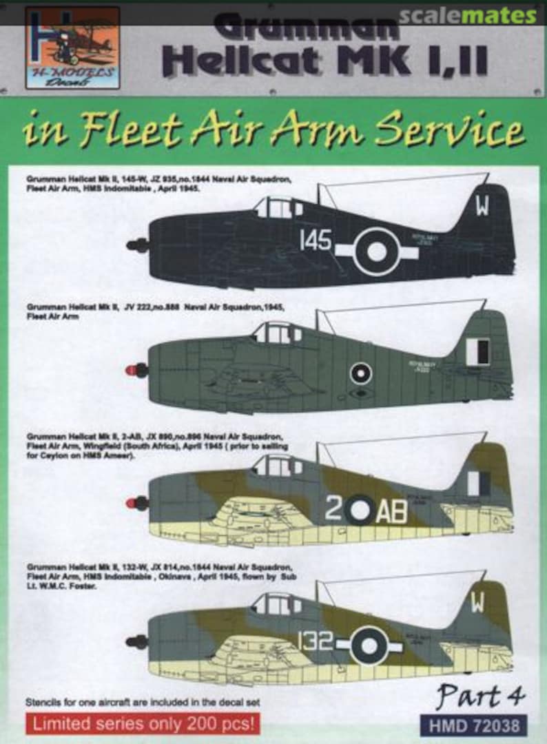 Boxart Grumman Hellcat Mk.I, Mk.II in Fleet Air Arm Service HMD72038 H-Models Decals Boxart Grumman Hellcat Mk.I, Mk.II in Fleet Air Arm Service HMD72038 H-Models Decals