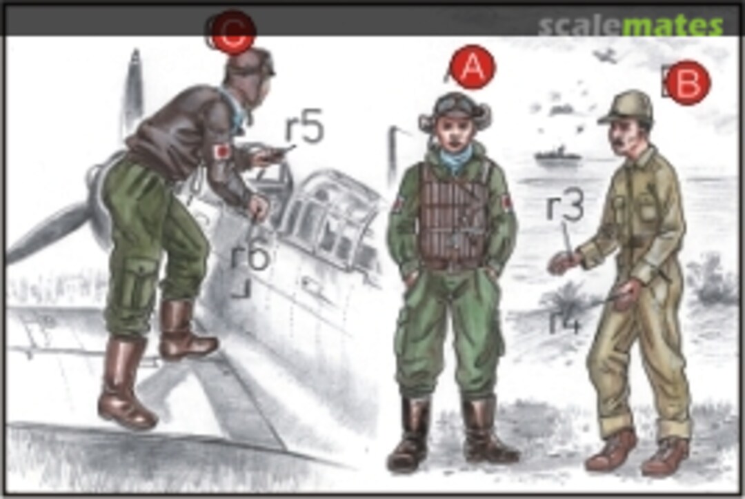 Boxart Japanese Navy Pilots (2 fig.) And Mechanics WW II F72043 CMK