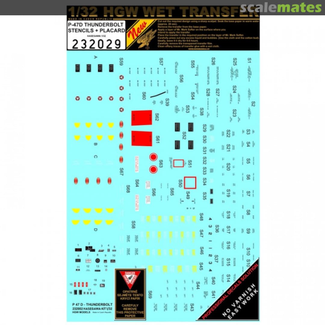 Boxart P-47D Thunderbolt - Stencils + Placard 232029 HGW Models