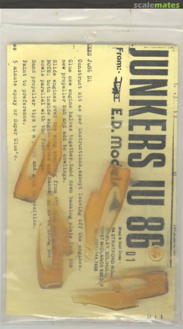 Boxart Junkers Ju 86 D1 E.D.Models Boxart Junkers Ju 86 D1 E.D.Models