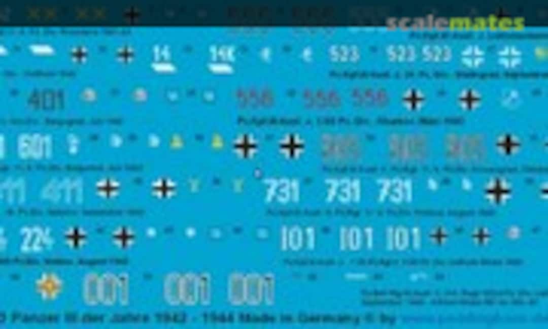 1:48 Beschriftungen für 13 Panzer III der Jahre 1942-44 (Peddinghaus-Decals EP 2899)