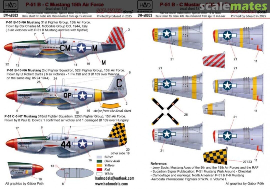 Boxart P-51B decal sheet DW-48003 HADmodels 