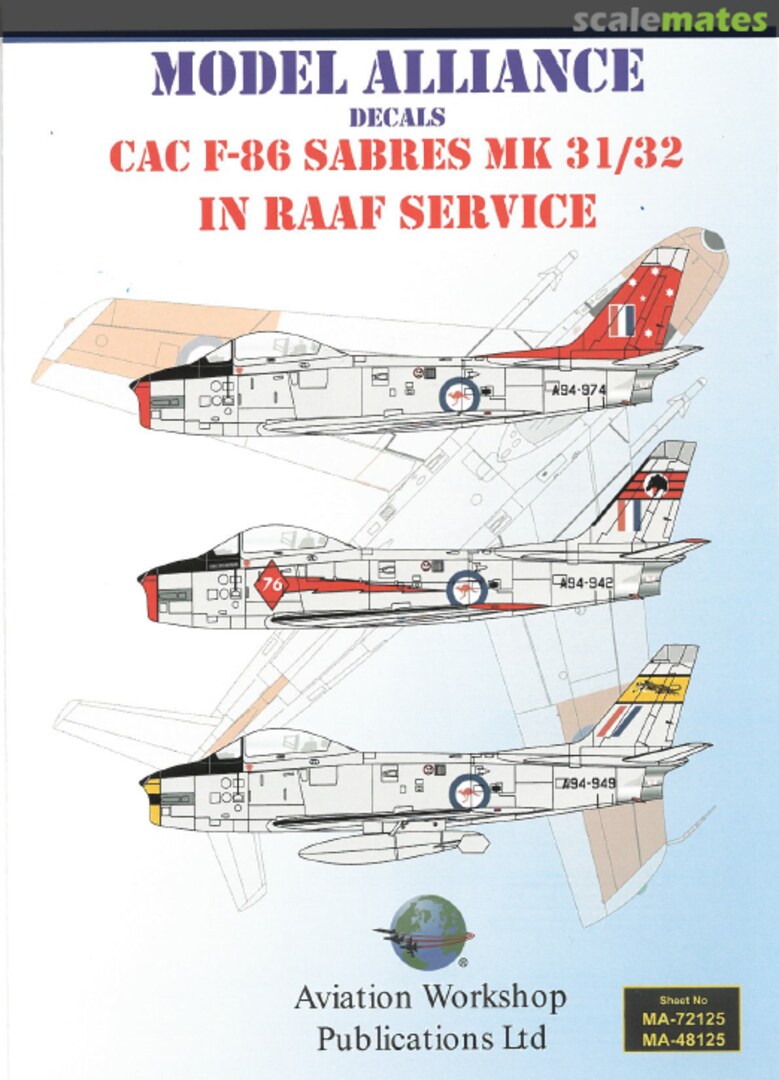Boxart CAC F-86 Sabres Mk 31/32 in RAAF Service MA-72125 Model Alliance Boxart CAC F-86 Sabres Mk 31/32 in RAAF Service MA-72125 Model Alliance