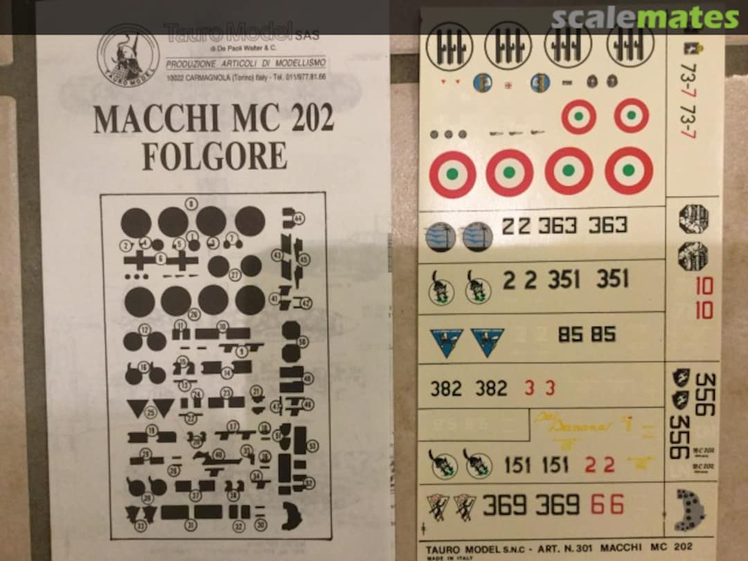 Boxart Macchi MC 202 N.301 Tauro Model Boxart Macchi MC 202 N.301 Tauro Model