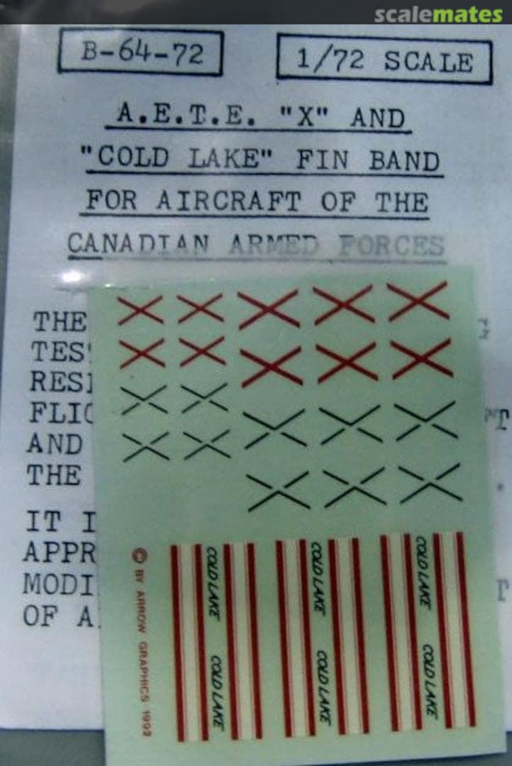 Boxart A.E.T.E. "X" and "Cold Lake" Fin Band for Aircraft of the Canadian Armed Forces B-64-72 Arrow Graphics Boxart A.E.T.E. "X" and "Cold Lake" Fin Band for Aircraft of the Canadian Armed Forces B-64-72 Arrow Graphics
