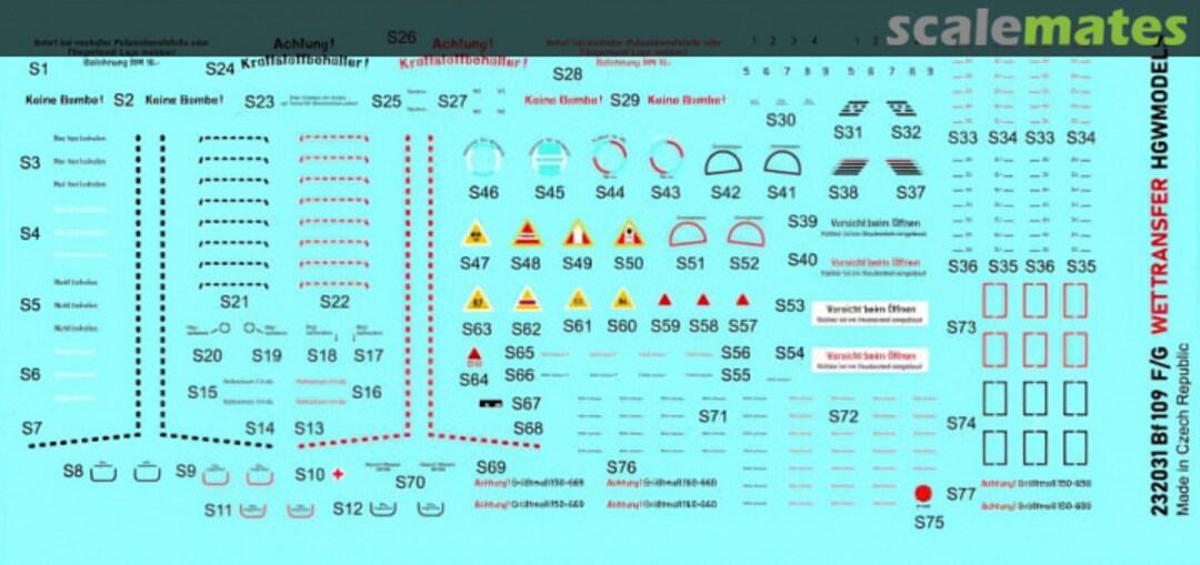 Boxart Messerschmitt Bf 109 F/G Stencils 232031 HGW Models