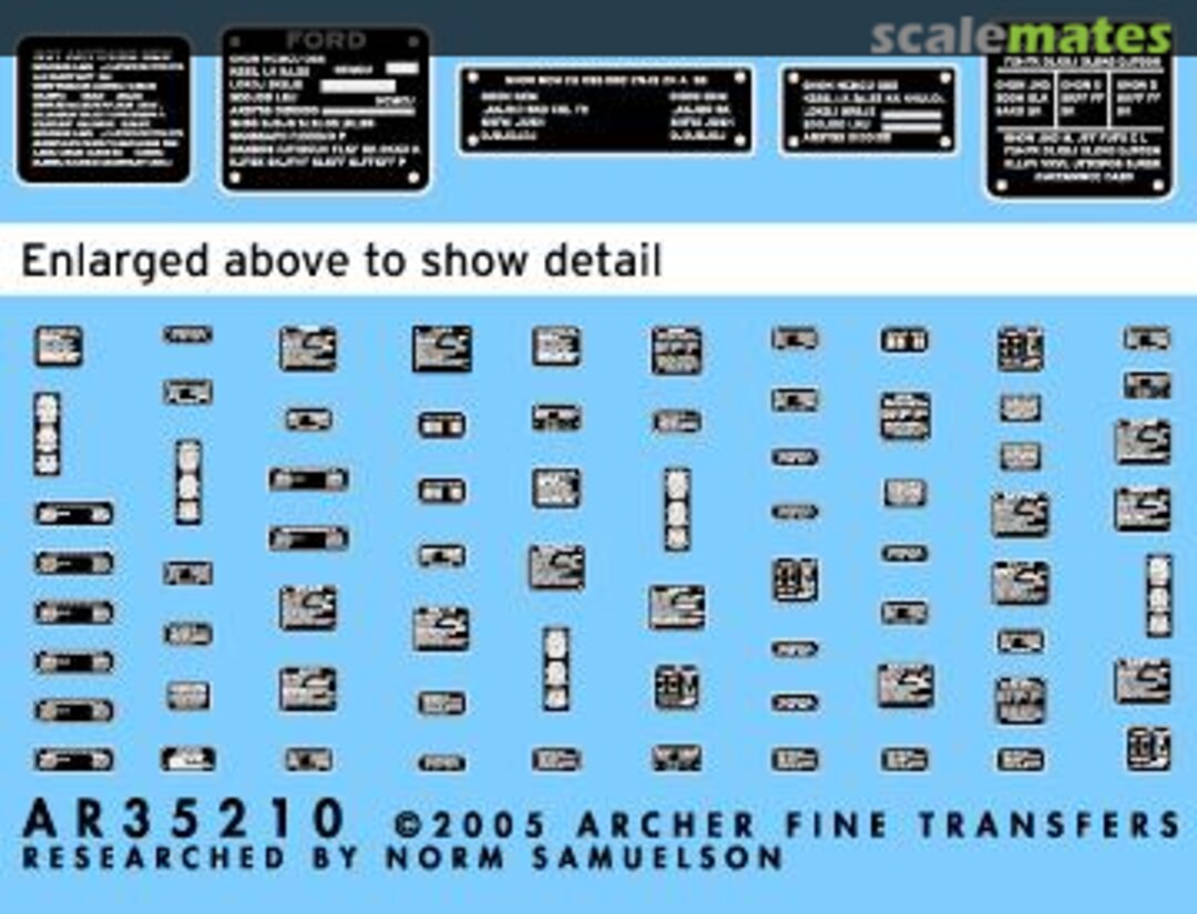 Boxart Generic US and Allied interior placards (black on silver) AR35210S Archer