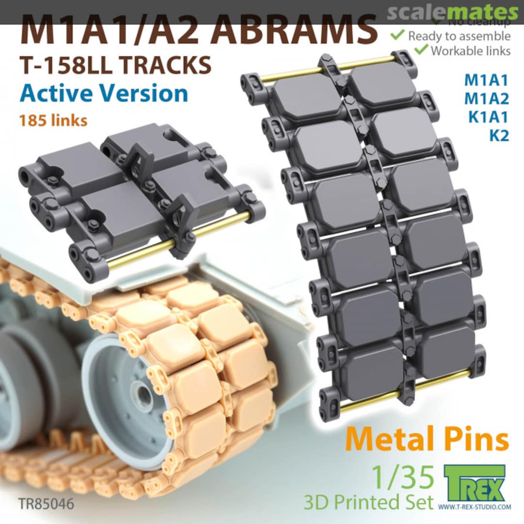 Boxart M1A1/A2 Abrams T-158LL Tracks Active Version TR85046 T-Rex Studio Boxart M1A1/A2 Abrams T-158LL Tracks Active Version TR85046 T-Rex Studio