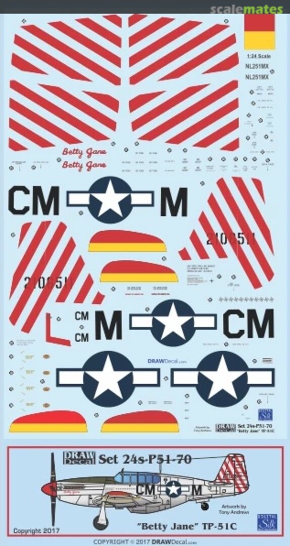 Boxart “Betty Jane” TP-51C 24-P51-70 Draw Decal Boxart “Betty Jane” TP-51C 24-P51-70 Draw Decal