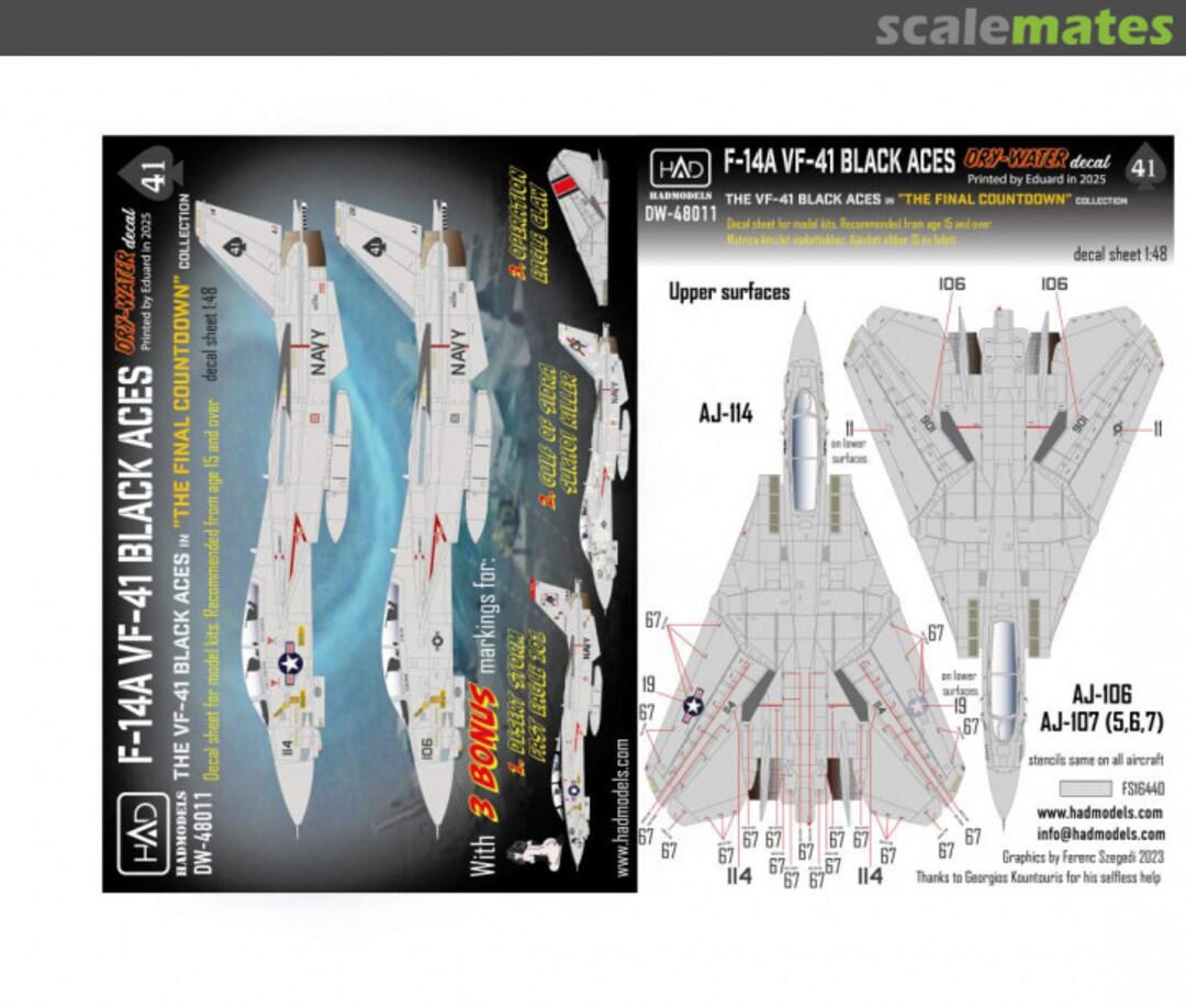 Boxart F-14A VF-41 Black Aces decal sheet DW-48011 HADmodels Boxart F-14A VF-41 Black Aces decal sheet DW-48011 HADmodels