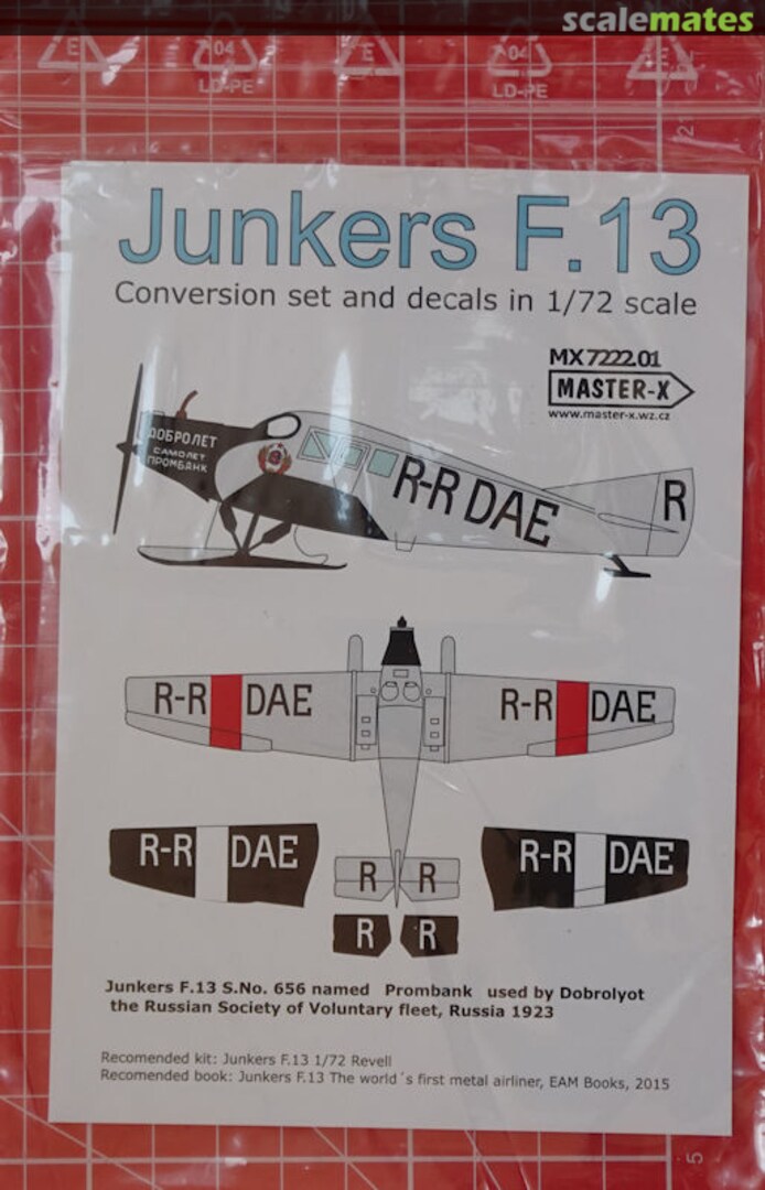 Boxart Junkers F.13 DOBROLET Ski MX 7222.01 Master-X Boxart Junkers F.13 DOBROLET Ski MX 7222.01 Master-X