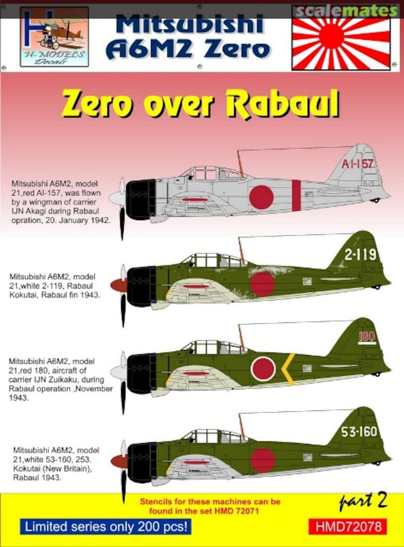 Boxart Mitsubishi A6M2 'Zero' over Rabaul, Part 2 HMD72078 H-Models Decals Boxart Mitsubishi A6M2 'Zero' over Rabaul, Part 2 HMD72078 H-Models Decals