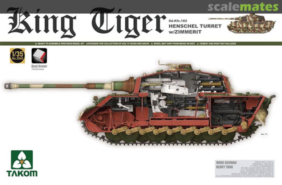 Boxart King Tiger Henschel Turret w/Zimmerit 2045S Takom Boxart King Tiger Henschel Turret w/Zimmerit 2045S Takom