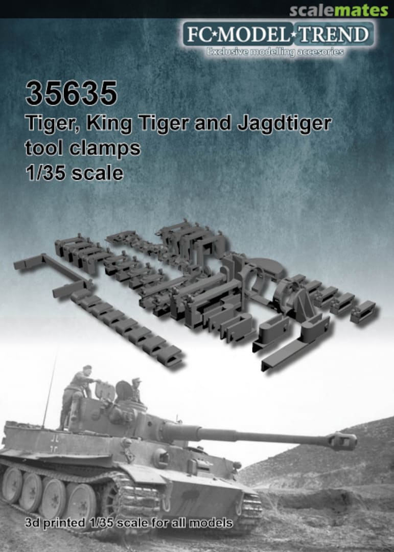 Boxart Tiger, King tiger and jagdtiger tool clamps, 3d printed 35635 FC Model Trend Boxart Tiger, King tiger and jagdtiger tool clamps, 3d printed 35635 FC Model Trend