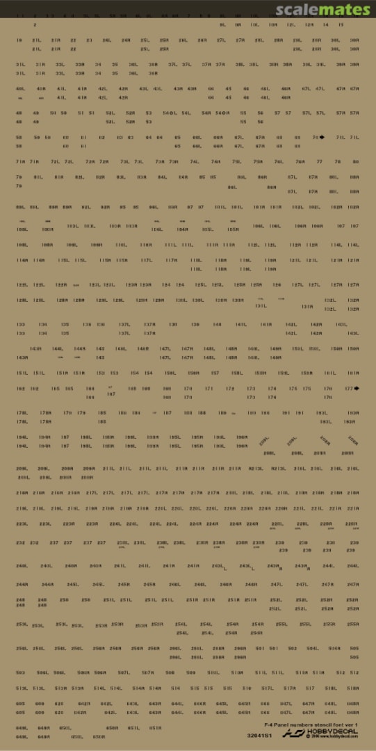 Boxart F-4 Phantom II Black Panel Numbers Stencil Font Ver 1.0 ST32041V1 HobbyDecal Boxart F-4 Phantom II Black Panel Numbers Stencil Font Ver 1.0 ST32041V1 HobbyDecal