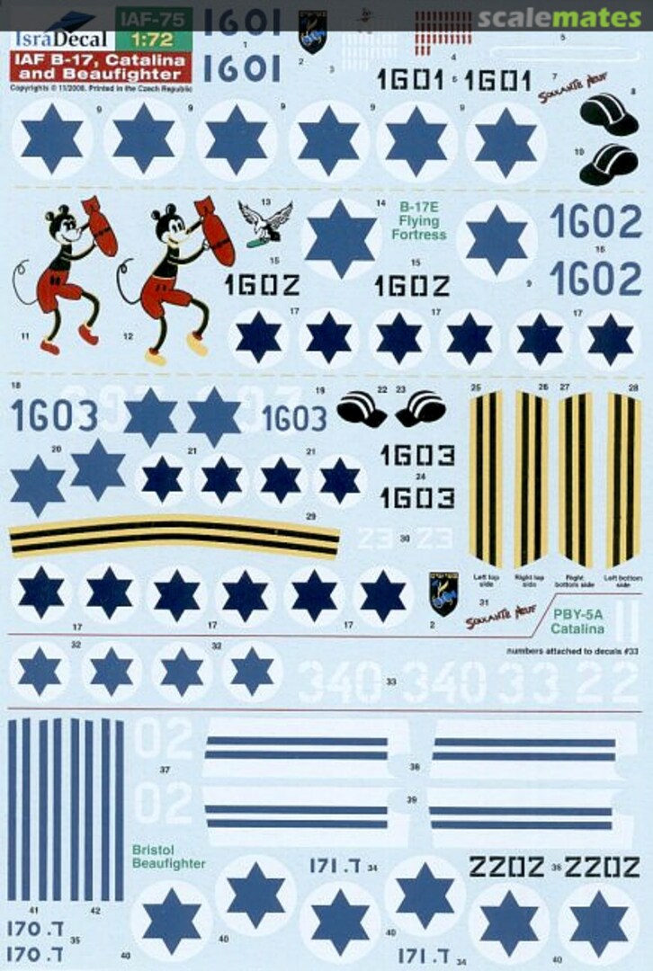 Boxart IAF B-17, Catalina and Beaufighter IAF-75 IsraDecal Studio