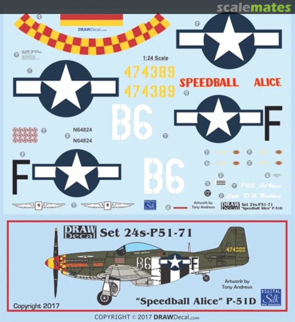 Boxart “Speedball Alice” P-51D 24-P51-71 Draw Decal Boxart “Speedball Alice” P-51D 24-P51-71 Draw Decal