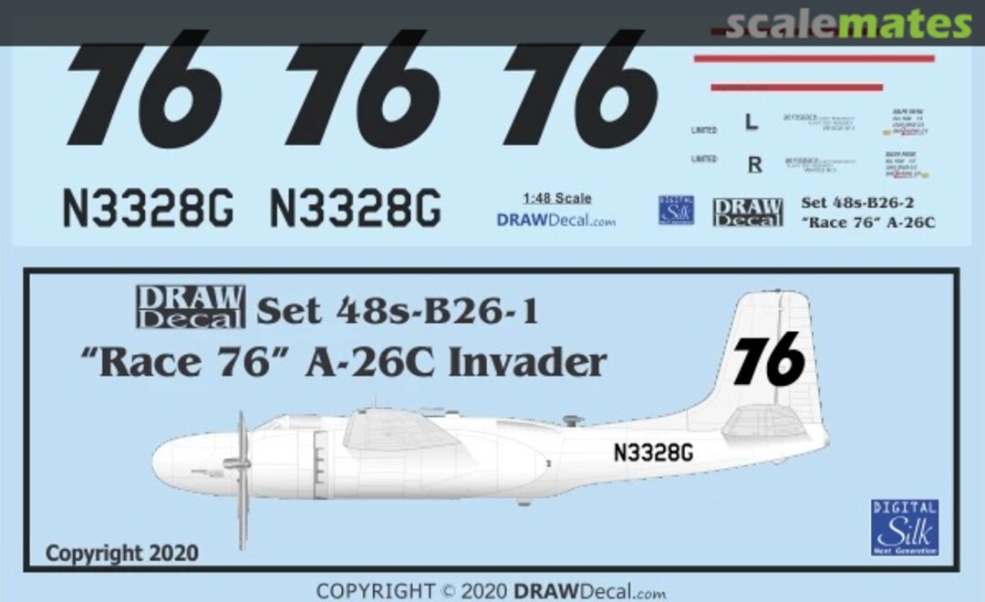 Boxart “Race 76” A-26C Invader 48-B26-02 Draw Decal Boxart “Race 76” A-26C Invader 48-B26-02 Draw Decal