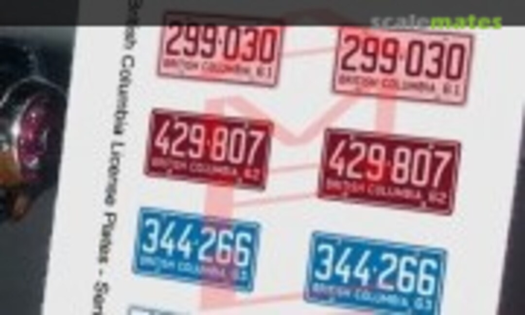 1:25 1960 - 1964 BRITISH COLUMBIA Miniature PLATES (Best Model Car Parts )